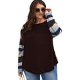 thumbnail image 1 of Plus Size Sweatshirt for Womens Long Sleeve T Shirts Color Block Crewneck Fall Tunic Tops Fitted Shirts Casual Basic Tee, 1 of 4
