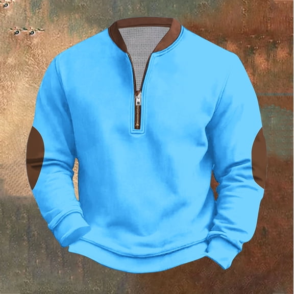 Plus Size Sweatshirts for Men S-5XL Big and Tall Pullover Half Zipper Crewneck Long Sleeve Shirts Casual Color Block Comfort Sweatshirt Tops
