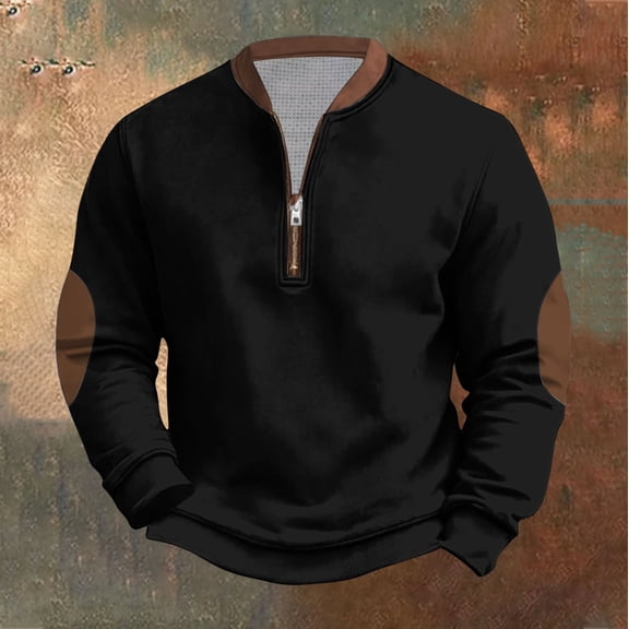 Plus Size Sweatshirts for Men S-5XL Big and Tall Pullover Half Zipper Crewneck Long Sleeve Shirts Casual Color Block Comfort Sweatshirt Tops