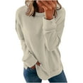 thumbnail image 1 of DDAPJ pyju Lightweight Crewneck Sweatshirts for Women Drop Shoulder Long Sleeve Pullover Tees Solid Casual Athletic Sweatshirt, 1 of 6