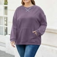thumbnail image 1 of Plus Size Sweatshirts for Womens Oversized Corduroy Pullover Tops Fall Casual Crewneck Sweatshirt Solid Color Loose Long Sleeve Shirts Fashion Outfits with Pocket, 1 of 6