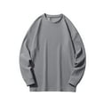 thumbnail image 1 of Plus Size Sweatshirts for Men Big & Tall M-5X Long Sleeve Crewneck Shirts Casual Solid Color Pullover Slim-Fit Basic No Hood Sweatshirt Tops, 1 of 4