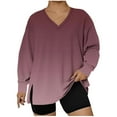 thumbnail image 1 of Plus Size Sweatshirts for Woman Long Sleeve No Hood Casual V Neck Lightweight Trendy Fall Spring Basic Pullover Tops, 1 of 4