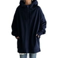 thumbnail image 1 of Plus Size Sweatshirts for Women Casual Zip Up Hoodies Tunic Long Jacket Outerwear with Pockets Dark Blue S, 1 of 7