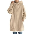 thumbnail image 1 of Plus Size Sweatshirts for Women Casual Zip Up Hoodies Tunic Long Jacket Outerwear with Pockets Khaki 5XL, 1 of 6