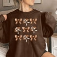 thumbnail image 1 of Plus Size Sweatshirts for Women Fall Oversized Long Sleeve Crew Neck Soft Graphic Tops Brown M, 1 of 4
