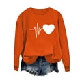 thumbnail image 1 of Plus Size Sweatshirts for Women Fall Oversized Long Sleeve Crew Neck Soft Pullover Tops Orange L, 1 of 3