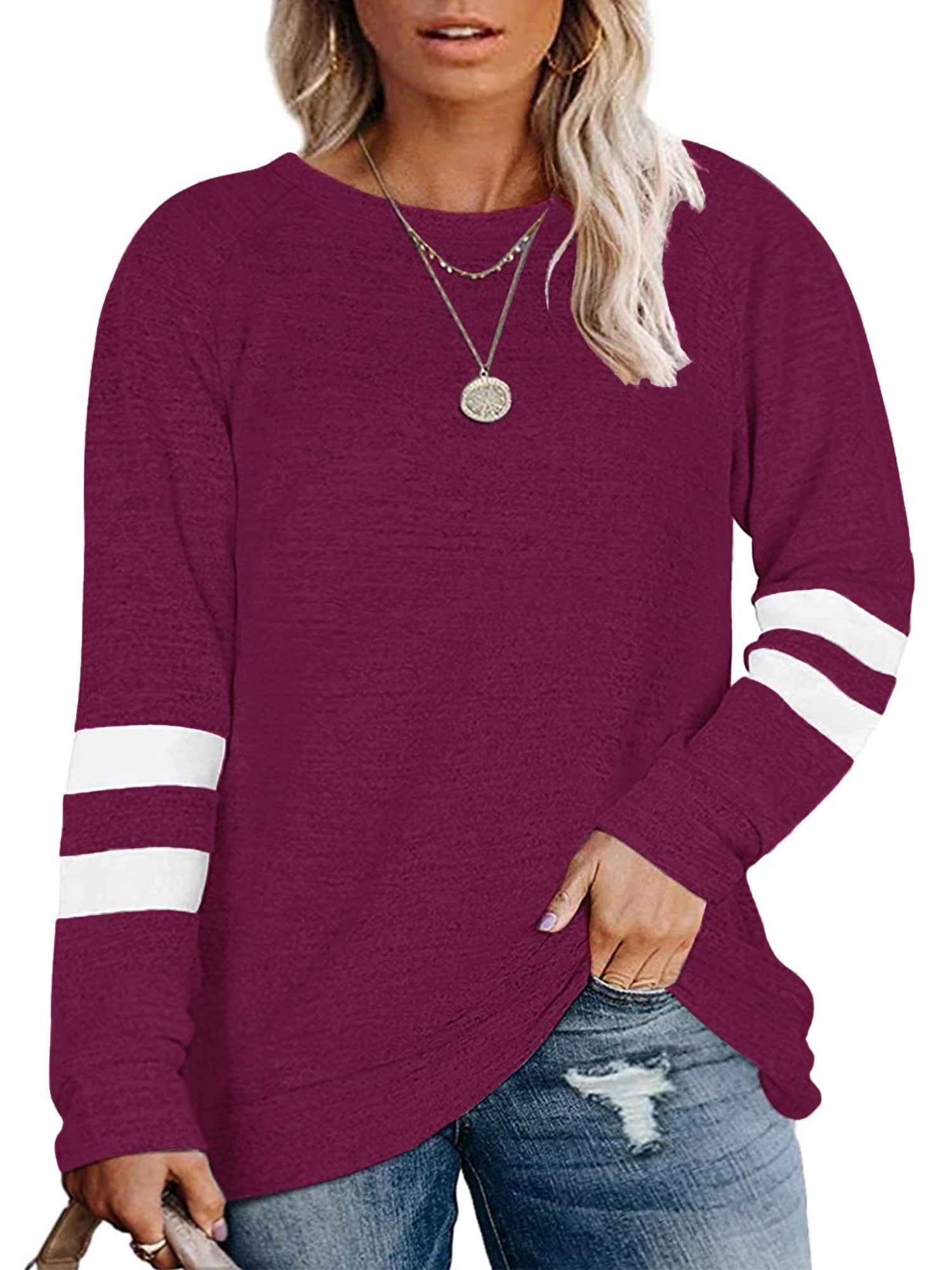Plus Size Sweatshirts for Women Long Sleeve Oversized Tunic Tops Casual Pullovers Shirts