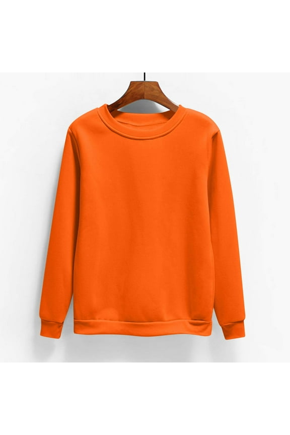 Plus Size Sweatshirts for Women M-4X Pullover Crewneck Fleece Lined Long Sleeve Tops Ladies Casual Solid Loose Comfort Basic Sweatshirt