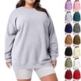 thumbnail image 1 of Plus Size Sweatshirts for Women Oversized Hoodless Fleece Crew Neck Long Sleeve Tops Loose Fall Outfits Winter Clothes Sweatshirt, 1 of 7