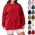 thumbnail image 1 of Plus Size Sweatshirts for Women Oversized Hoodless Fleece Crew Neck Long Sleeve Tops Loose Fall Outfits Winter Clothes Sweatshirt, 1 of 7