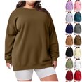 thumbnail image 1 of Plus Size Sweatshirts for Women Oversized Hoodless Fleece Crew Neck Long Sleeve Tops Loose Fall Outfits Winter Clothes Sweatshirt, 1 of 7
