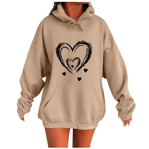 Plus Size Sweatshirts for Womens Pullover Fashion Casual Ladies Printed Long Sleeve Tops Blouse Hooded Sweatshirts
