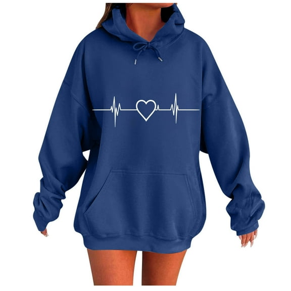 Plus Size Sweatshirts for Womens Pullover Fashion Casual Ladies Printed Long Sleeve Tops Blouse Hooded Sweatshirts
