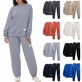 thumbnail image 1 of Plus Size Sweatsuits for Women 2 Piece Jogger Set Cozy Fleece Lounge Wear Oversized Winter Fashion Light Gray XXL, 1 of 7