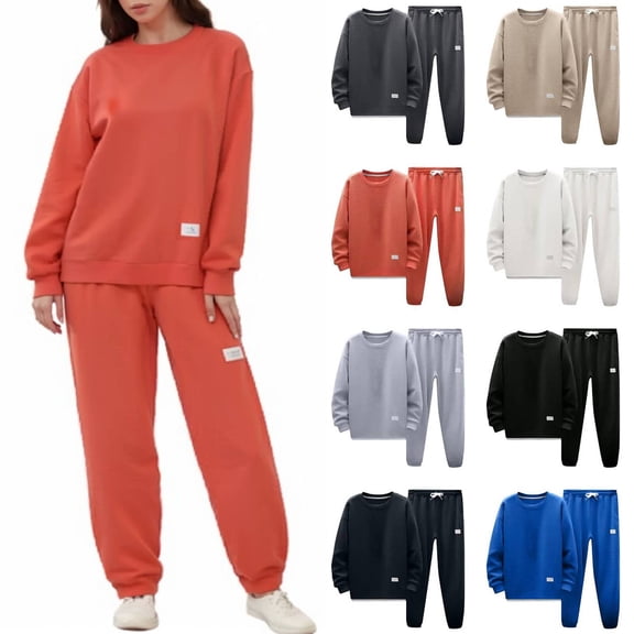 Plus Size Sweatsuits for Women 2 Piece Jogger Set Cozy Fleece Lounge Wear Oversized Winter Fashion Saffron XXL