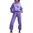 thumbnail image 1 of Plus Size Sweatsuits for Women 2 Piece Outfits Long Sleeve Hoodie Sweatshirt Jogger Pants Casual Solid Tracksuit Sets,Purple 2,S, 1 of 5