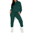 thumbnail image 1 of Plus Size Sweatsuits for Women 2 Piece Outfits Lounge Hoodies with Pocket High Waisted Jogger Pants Travel Tracksuit Dark Green XXL, 1 of 2