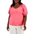 thumbnail image 1 of Plus Size Sweetheart-Neck Puff Sleeve Top Camellia 0X, 1 of 1