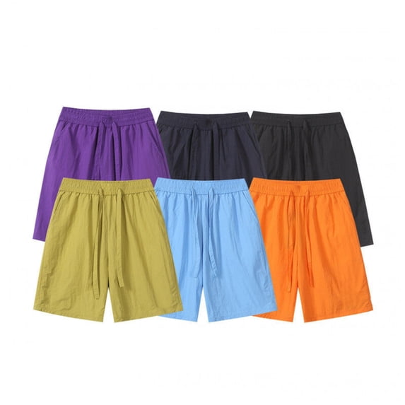 Plus Size Swim Shorts Men Fashion Solid Color Quick-Dry Patriotic Swimming Trunks with Pockets Stretch Fabric Beach Wear