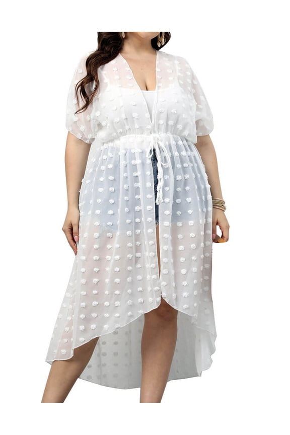 Plus Size Swimsuit Cover Up for Women Chiffon Cardigan Beach Cover Up Casual Bathing Suit Coverups Shermie