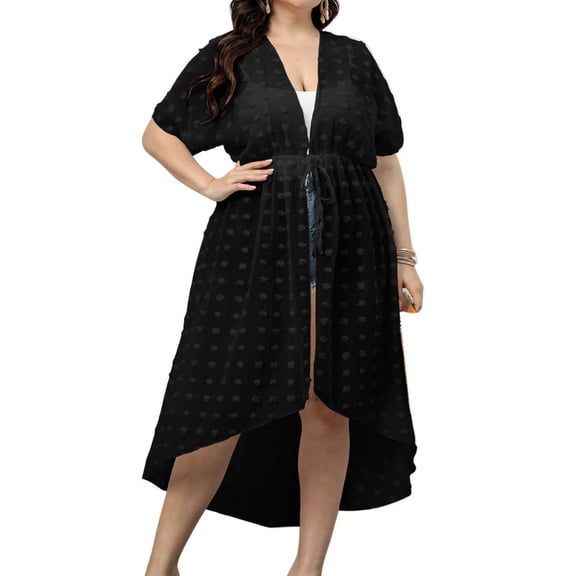 Plus Size Swimsuit Cover Up for Women Chiffon Cardigan Beach Cover Up Casual Bathing Suit Coverups Shermie