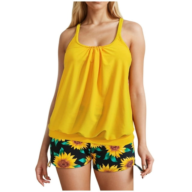 Plus Size Swimsuit For Women 2Pcs Tankini Sets Swimwear Sexy Suspender ...