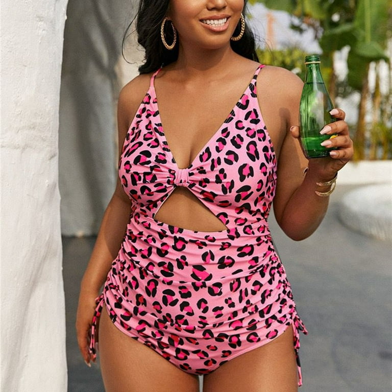 Plus Size Swimsuit For Women'S Plus Size Leopard Printed
