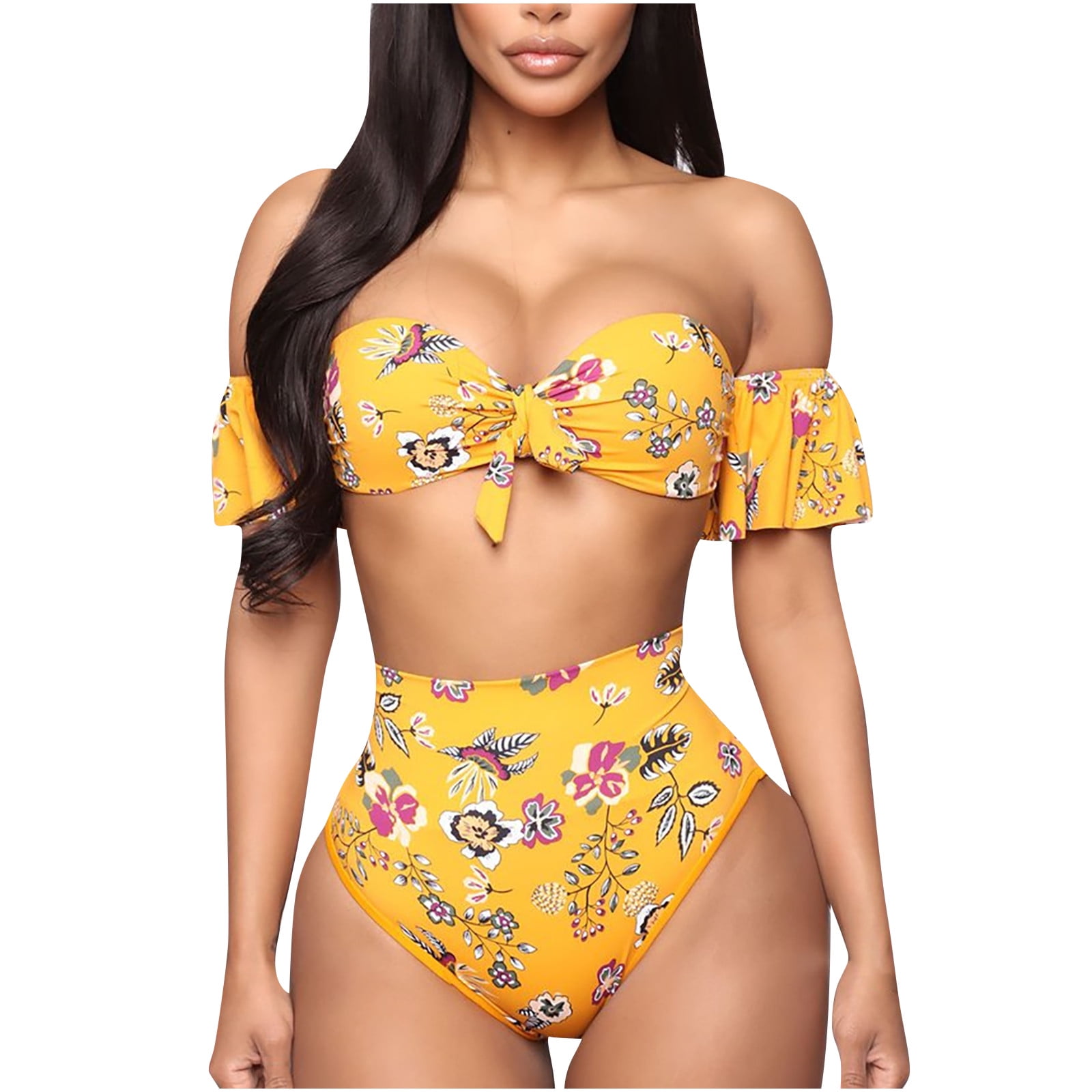 Plus Size Swimsuit for Women High Waist Swimwear Tube Top