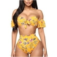 thumbnail image 1 of Plus Size Swimsuit for Women High Waist Swimwear Tube Top Floral Print Bikini Sets Ruffle Patchwork Short Sleeve Split Two Piece Swimsuits Pool Party Beachwear Bathing Suit, 1 of 8