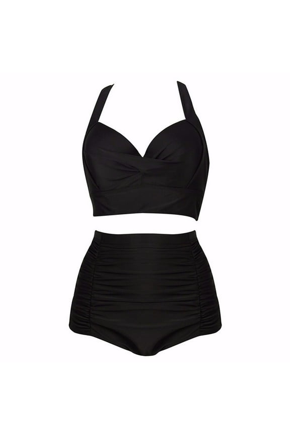 Plus Size Swimsuit for Women High Waist Tummy Control Stretchy Swimwear Cross Back Bikini Sets Boho Floral Print Split Two Piece Swimsuits Beachwear Bathing Suit