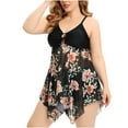 thumbnail image 1 of Plus Size Swimsuit for Women Two Piece Tummy Control Swimsuits Mesh Flowy Bathing Suit Boyshorts Swimdress Tankini, 1 of 8