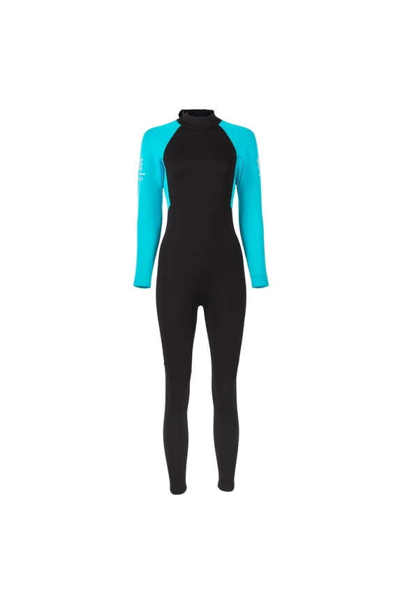 Plus Size Swimsuit for Women 3mm Wetsuit Long-Sleeved Cold-Proof Wetsuit Snorkeling Surfing Winter Swimming Warm Wetsuit Blue,2XL