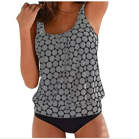 Plus Size Swimsuit for Women Blouson Tankini Swimsuits Tummy Control Two Piece Bathing Suits Swim Tank Top with Boyshorts Womens Swimwear