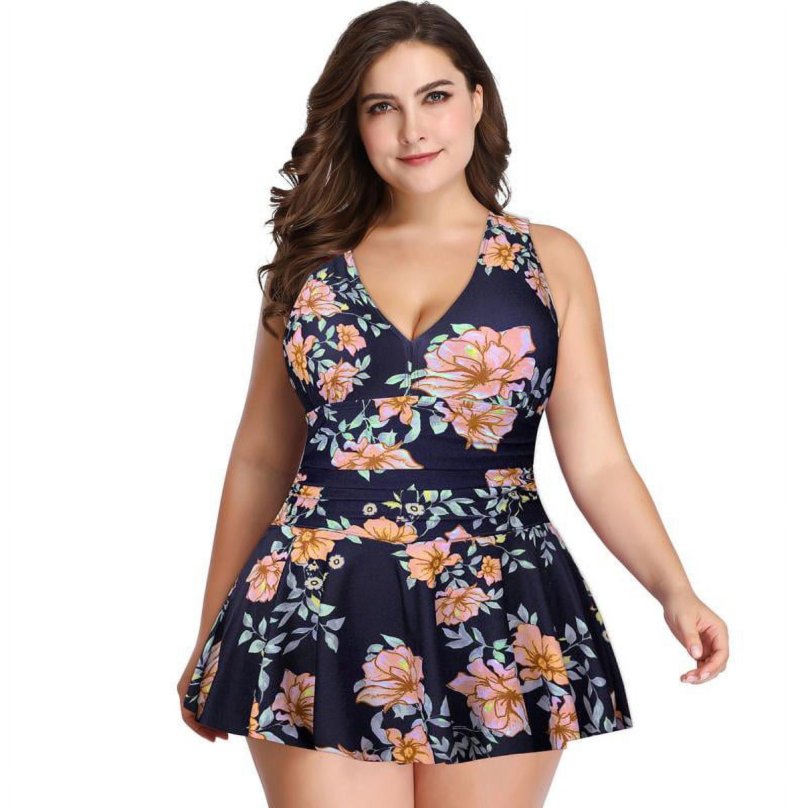 Plus Size Swimsuit for Women Two Piece Floral Bathing Suits with Shorts