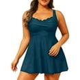thumbnail image 1 of Plus Size Swimsuit for Women Two Piece Swimwear Tankini Top with Swim Shorts Solid Tank Vest and High Waist Skirts, 1 of 5