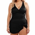 thumbnail image 1 of Plus Size Swimsuit for Women V Neck Ruched One Piece Swimming Suit Crosscriss Back Tummy Control Swimwear, 1 of 6