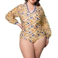 thumbnail image 1 of Plus Size Swimsuits for Women Tummy Control Swimwear One Piece Bathing Suits Women's Long Sleeve Loose Oversized Sexy High Print Bikini Set One-Piece Swimsuit Sets Yellow XXXL, 1 of 6