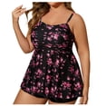 thumbnail image 1 of Plus Size Swimwear For Women Spaghetti Strap Halter High Waist Shorts Quick Dry Stretchy 2 Piece Bathing Suit (XXL, Pink), 1 of 8