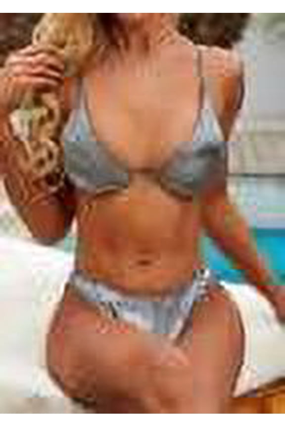 Plus Size Swimwear Steel Support Special Fabric Split Bikini Vacation Top for Women,Silver,L