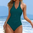thumbnail image 1 of Plus Size Swimwear Swimsuit for Women Solid Color Strappy High Waist Bathing Suit Beach Pool Summer Womens One Piece Swimsuits Army Green L, 1 of 8