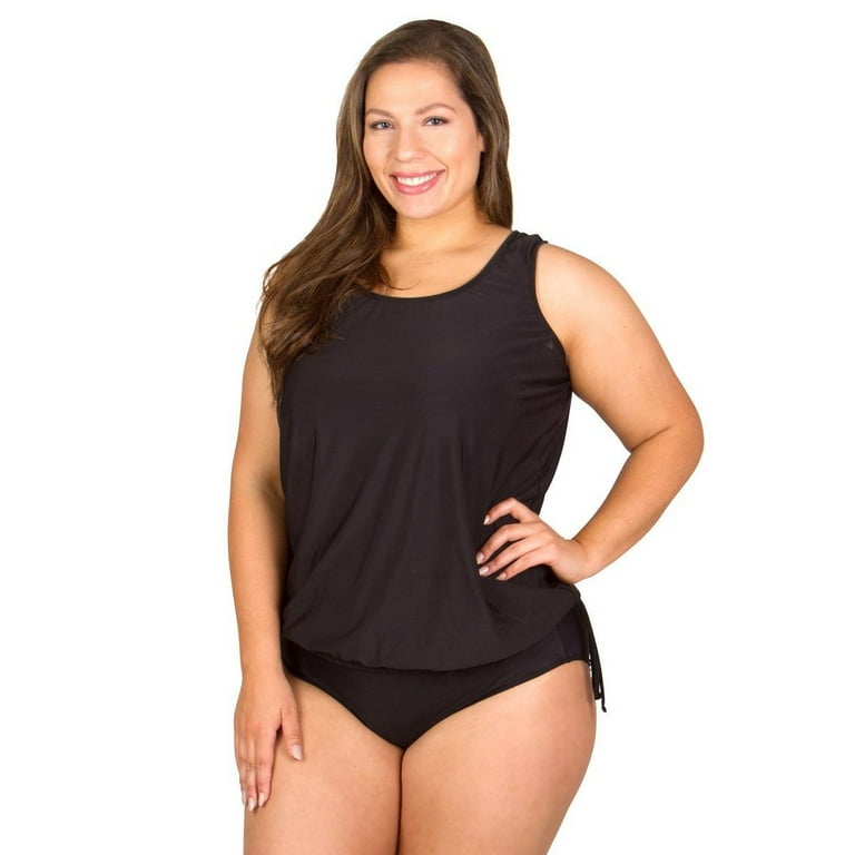 Plus-Size Swimwear Top - Wear Your Own Bra - Solid Black 