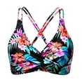 thumbnail image 1 of Plus Size Swimwear Women's Tropical Print Cross Strap Adjustable Bikini Top S-XXL, 1 of 2