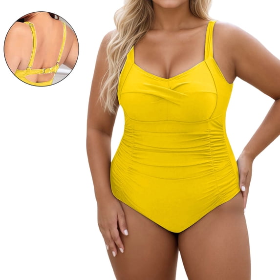 Plus Size Swimwear for Women Yellow Bathing Suits Womens Bathing Suits 1 Piece Summer Swimsuit