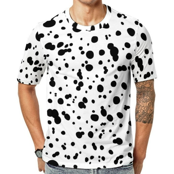 Plus Size T Shirt Premium Dalmatian Spots Print T Shirts Black and White Awesome O Neck Tshirt Men Hippie Design Clothing