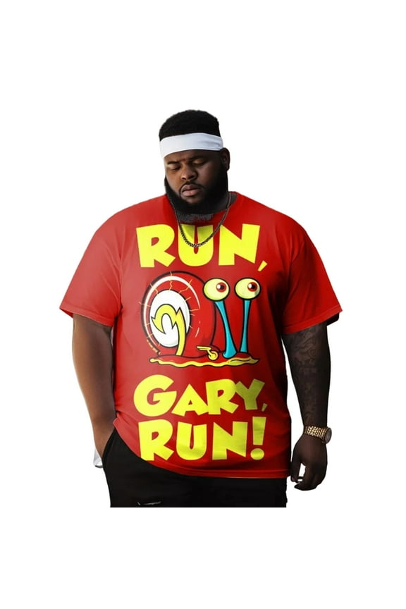 Plus Size T Shirt for Big and Tall Men Graphic Short Sleeve Man Tee T Shirts Oversize Fashion Casual Shirt, Run Gary 3XL 3DTS10005