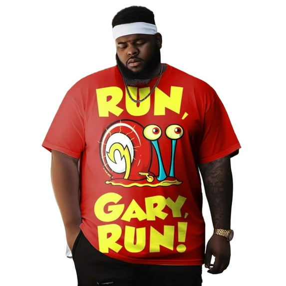 Plus Size T Shirt for Big and Tall Men Graphic Short Sleeve Man Tee T Shirts Oversize Fashion Casual Shirt, Run Gary 7XL 3DTS10005