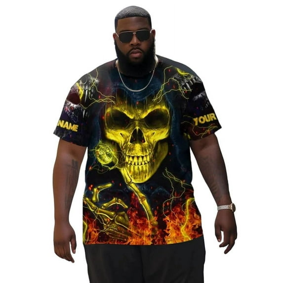Plus Size T Shirt for Big and Tall Men Graphic Short Sleeve Man Tee T Shirts Oversize Fashion Casual Shirt, Skull Vikings 4XL 3DTS10008