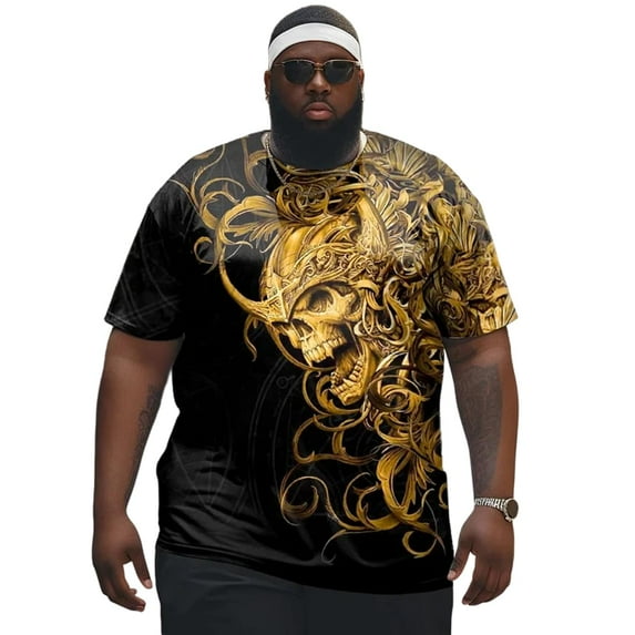 Plus Size T Shirt for Big and Tall Men Graphic Short Sleeve Man Tee T Shirts Oversize Fashion Casual Shirt, Skull Vikings XL 3DTS10007