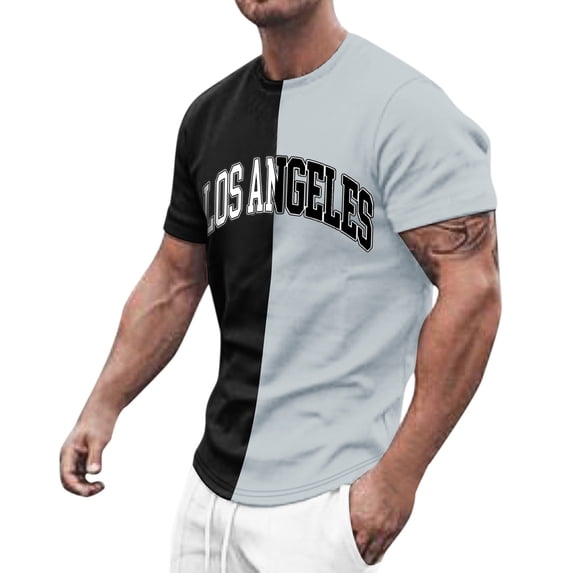 Plus Size T-Shirts For Men Los Angeles Print Short Sleeved Crewneck T Shirt Graphic Tees Fashion Versatile Pullover Tshirt